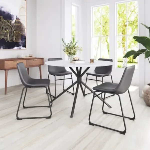 Dining Chairs-Kirkland's Home Faux Leather Sloped Dining Chairs, Set Of 2 Gray