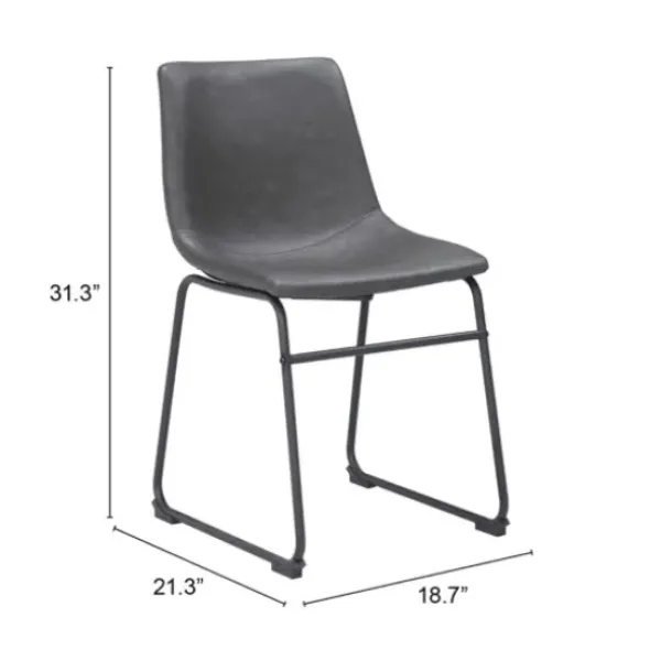 Dining Chairs-Kirkland's Home Faux Leather Sloped Dining Chairs, Set Of 2 Gray