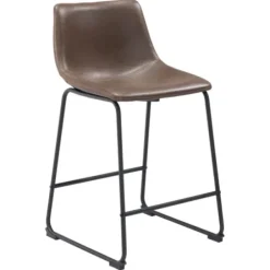 Bar Stools & Counter Height Stools-Kirkland's Home Faux Leather Sloped 2-Pc. Counter Stool Set Brown