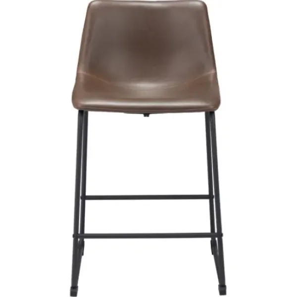 Bar Stools & Counter Height Stools-Kirkland's Home Faux Leather Sloped 2-Pc. Counter Stool Set Brown