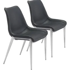 Dining Chairs-Kirkland's Home Faux Leather Stitch Dining Chairs, Set Of 2 Black