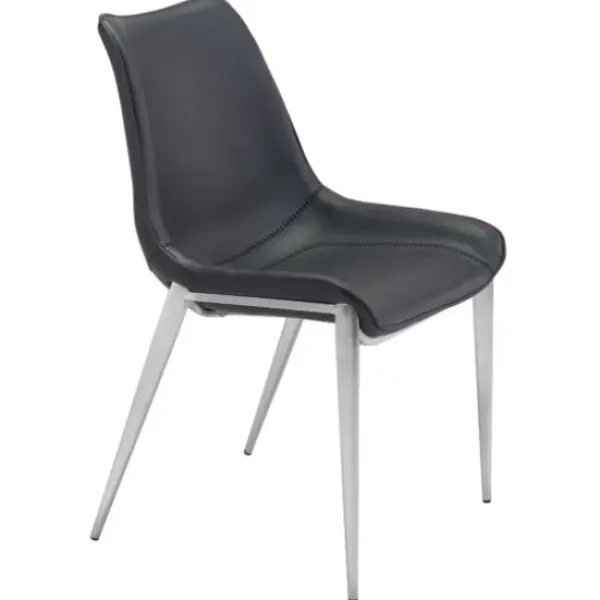 Dining Chairs-Kirkland's Home Faux Leather Stitch Dining Chairs, Set Of 2 Black