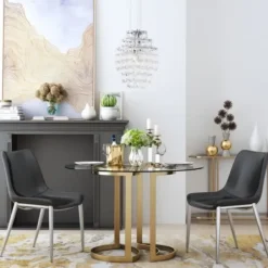 Dining Chairs-Kirkland's Home Faux Leather Stitch Dining Chairs, Set Of 2 Black