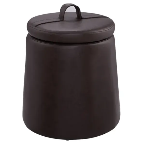 Benches & Ottomans-Kirkland's Home Faux Leather Top Handle Storage Ottoman Brown
