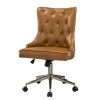 Office Furniture-Kirkland's Home Faux Leather Tufted Back Office Chair Brown