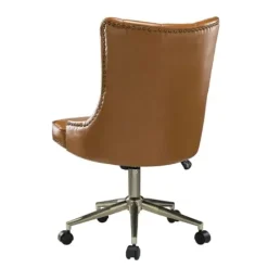 Office Furniture-Kirkland's Home Faux Leather Tufted Back Office Chair Brown