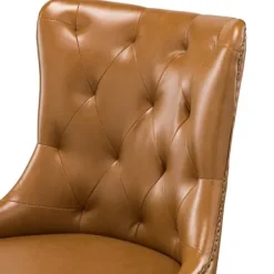 Office Furniture-Kirkland's Home Faux Leather Tufted Back Office Chair Brown