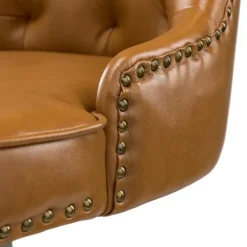 Office Furniture-Kirkland's Home Faux Leather Tufted Back Office Chair Brown