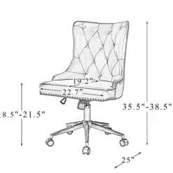 Office Furniture-Kirkland's Home Faux Leather Tufted Back Office Chair Brown