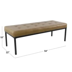 Benches & Ottomans-Kirkland's Home Faux Leather Tufted Button Bench Brown