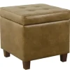 Benches & Ottomans-Kirkland's Home Faux Leather Tufted Storage Ottoman Brown