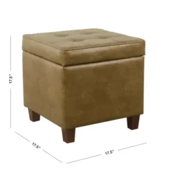 Benches & Ottomans-Kirkland's Home Faux Leather Tufted Storage Ottoman Brown