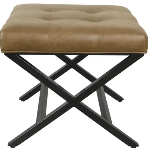Benches & Ottomans-Kirkland's Home Faux Leather Tufted X-Frame Bench Brown