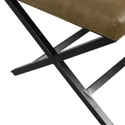 Benches & Ottomans-Kirkland's Home Faux Leather Tufted X-Frame Bench Brown
