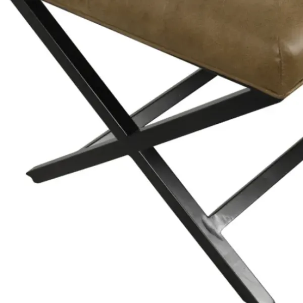 Benches & Ottomans-Kirkland's Home Faux Leather Tufted X-Frame Bench Brown