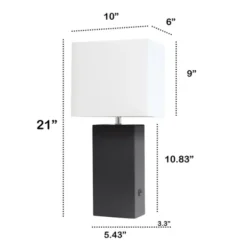 Table Lamps-Kirkland's Home Faux Leather Usb Table Lamp Black