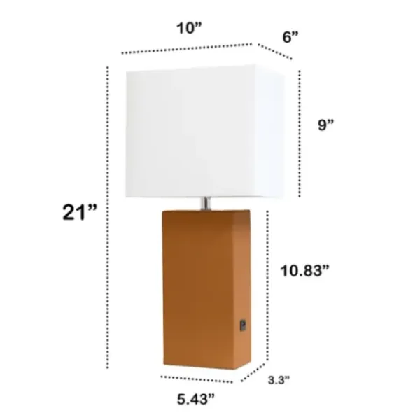 Table Lamps-Kirkland's Home Faux Leather Usb Table Lamp Tan