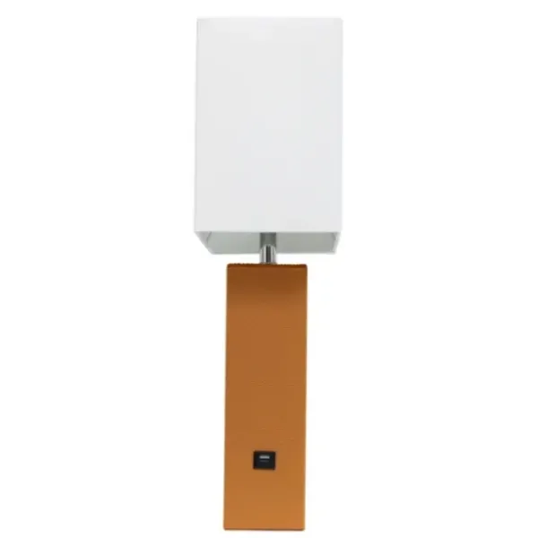 Table Lamps-Kirkland's Home Faux Leather Usb Table Lamp Tan
