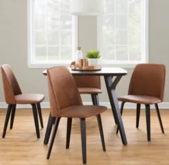 Dining Chairs-Kirkland's Home Faux Leather Wood Dining Chairs, Set Of 2 Brown