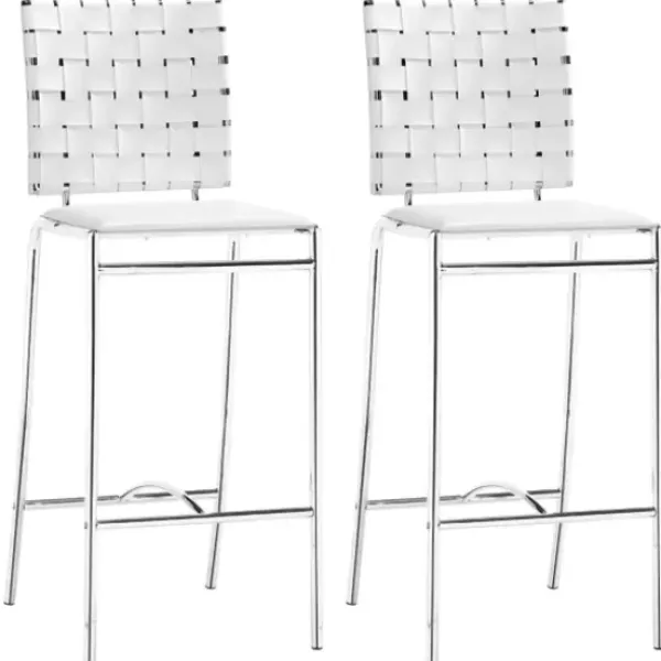 Bar Stools & Counter Height Stools-Kirkland's Home Faux Leather Woven Counter Stools, Set Of 2 White