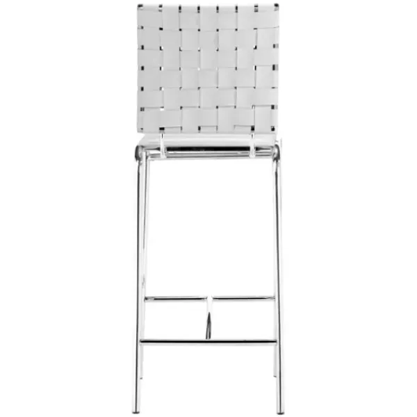 Bar Stools & Counter Height Stools-Kirkland's Home Faux Leather Woven Counter Stools, Set Of 2 White