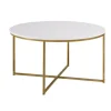 Coffee Tables-Kirkland's Home Faux Marble & Gold X-Base Coffee Table White