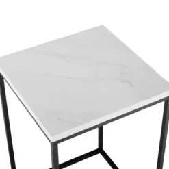 Accent & End Tables-Kirkland's Home Faux Marble Open Frame Side Table White