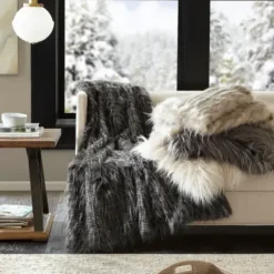 Blankets & Throws-Kirkland's Home Faux Mink Fur Throw Tan