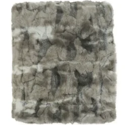 Blankets & Throws-Kirkland's Home Faux Mink Fur Throw Gray