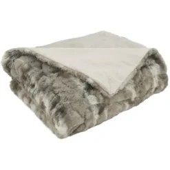 Blankets & Throws-Kirkland's Home Faux Mink Fur Throw Gray