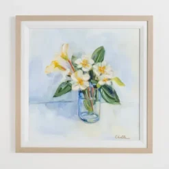 Framed Art-Kirkland's Home February Primrose Framed Art Print White/Blue/Green