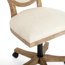 Office Furniture-Kirkland's Home Felix Upholstered Swivel Office Chair Ivory