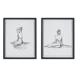 Framed Art-Kirkland's Home Feminine Figures Framed Art Prints, Set Of 2 Black/White