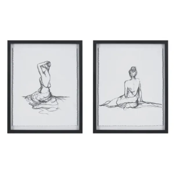 Framed Art-Kirkland's Home Feminine Figures Framed Art Prints, Set Of 2 Black/White