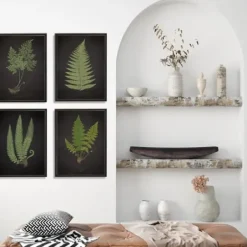 Framed Art-Kirkland's Home Fern Framed Art Prints, Set Of 4 Black/Green