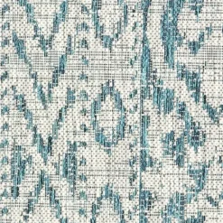 Outdoor Rugs-Kirkland's Home Fern Leaves Indoor/Outdoor Area Rug, 5X7 Blue