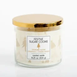 Candles-Kirkland's Home Festive Sugar Cookie Triple Wick Jar Candle White