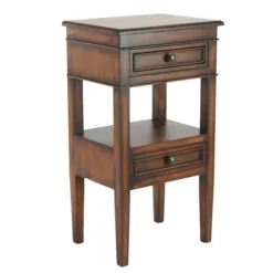 Accent & End Tables-Kirkland's Home Fir Wood Tiered Side Table Brown