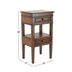 Accent & End Tables-Kirkland's Home Fir Wood Tiered Side Table Brown