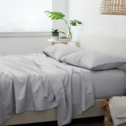 Bed Sheets-Kirkland's Home Flannel Cotton 4-Pc. Queen Bed Sheet Set Gray