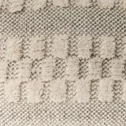 Pillows-Kirkland's Home Flatweave Tufted Checker Wool Pouf Ivory/Gray