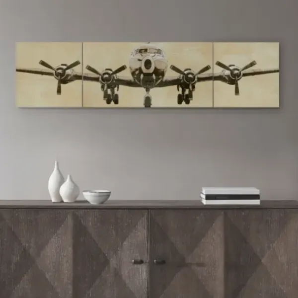 Canvas Art-Kirkland's Home Flight Design Canvas Art Prints, Set Of 3 Tan/Black