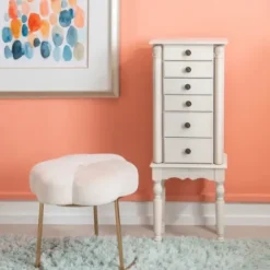 Dressers & Chests-Kirkland's Home Flip Top 5-Drawer Wood Armoire White