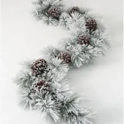 Arrangements & Greenery-Kirkland's Home Flocked Pine And Pine Cone Garland White/Brown