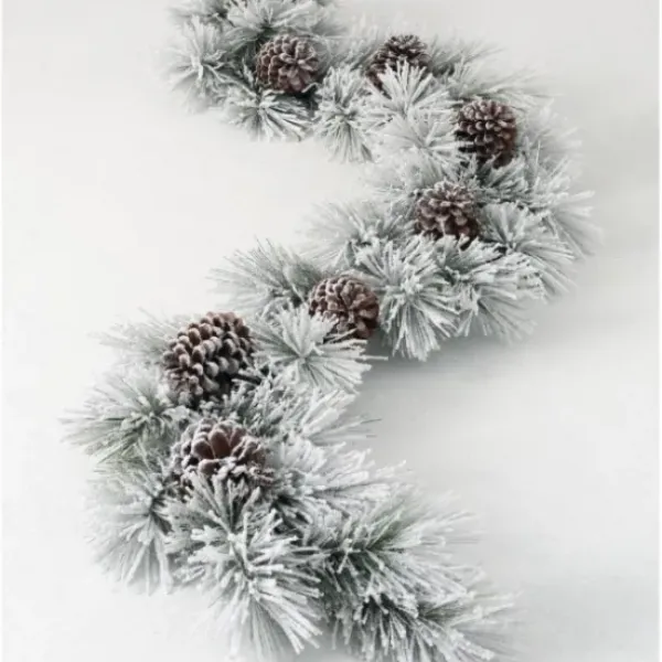 Arrangements & Greenery-Kirkland's Home Flocked Pine And Pine Cone Garland White/Brown