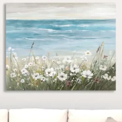 Canvas Art-Kirkland's Home Floral Beach Giclee Canvas Art Print, 40X32 In. White/Blue/Green