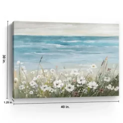 Canvas Art-Kirkland's Home Floral Beach Giclee Canvas Art Print, 40X32 In. White/Blue/Green