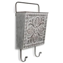 Wall Storage-Kirkland's Home Floral Embossed Metal Wall Pocket