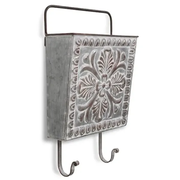 Wall Storage-Kirkland's Home Floral Embossed Metal Wall Pocket