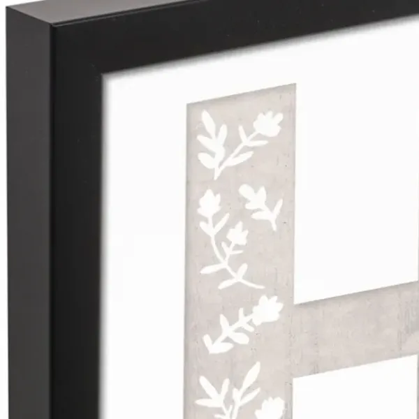 Wall Quotes & Signs-Kirkland's Home Floral Home Black Framed Canvas Art Print Black/White/Gray